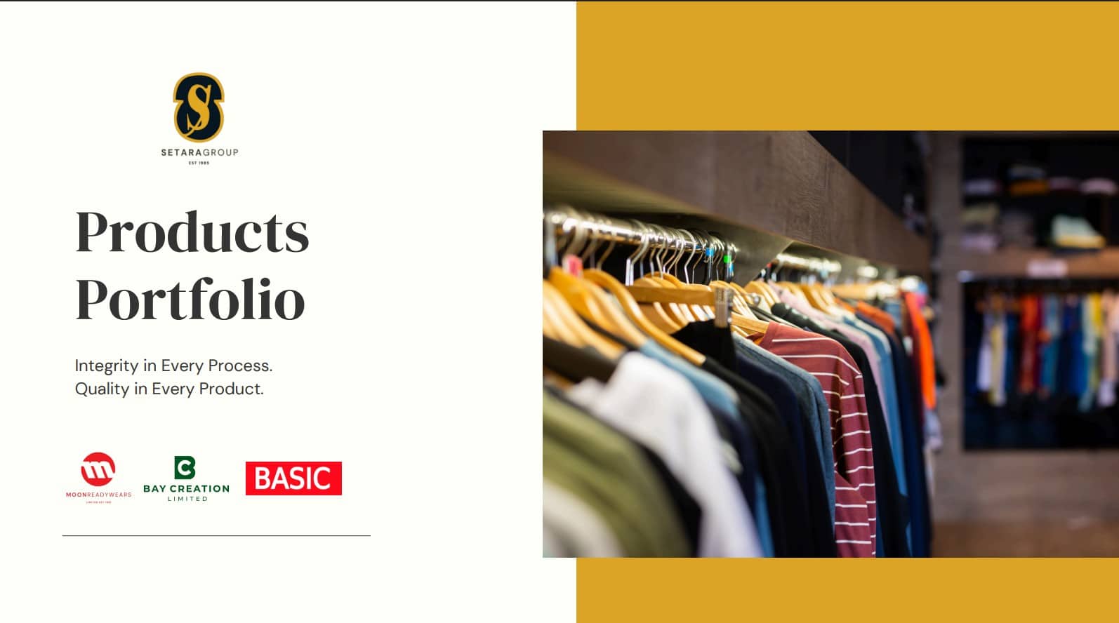 Setara Group Products Portfolio Design